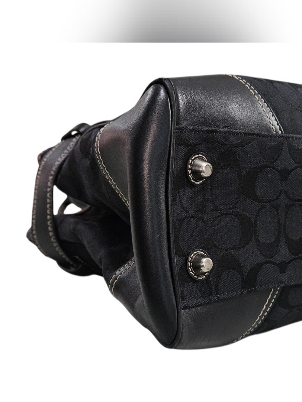 Coach Hampton Vintage 2006 Black Signature Canvas Tote with Silver Hardware - Picture 12 of 15